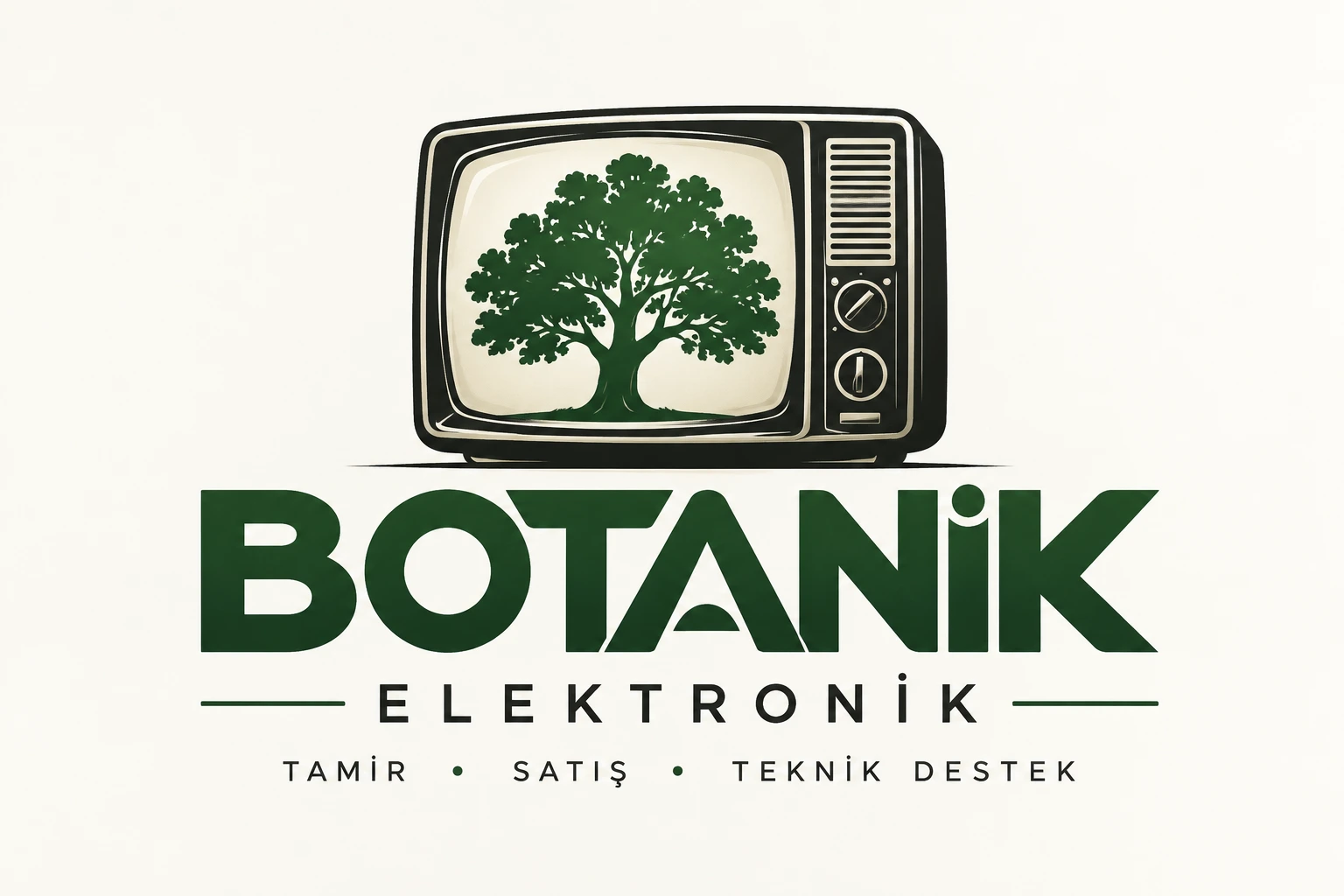 Botanik Elektronik: tüplü televizyon içinde çınar ağacı logosu